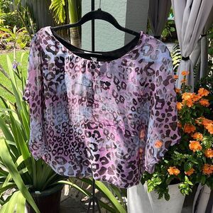Animal print top. pink & purple. Sheer with black lining. Large